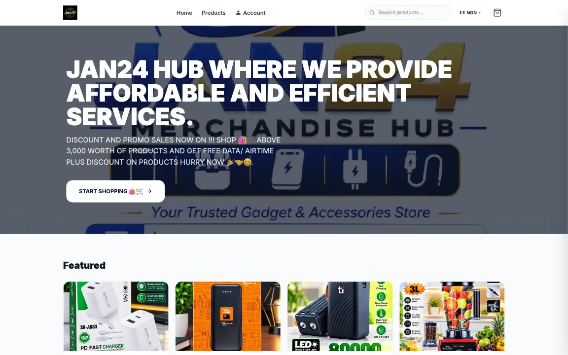 JAN24 Hub, an online store built on GOB