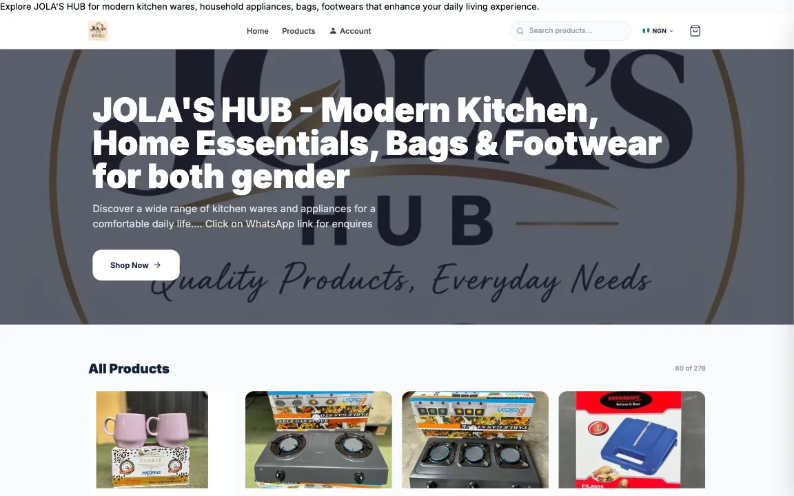 Jola’s Hub, an online store built on GOB