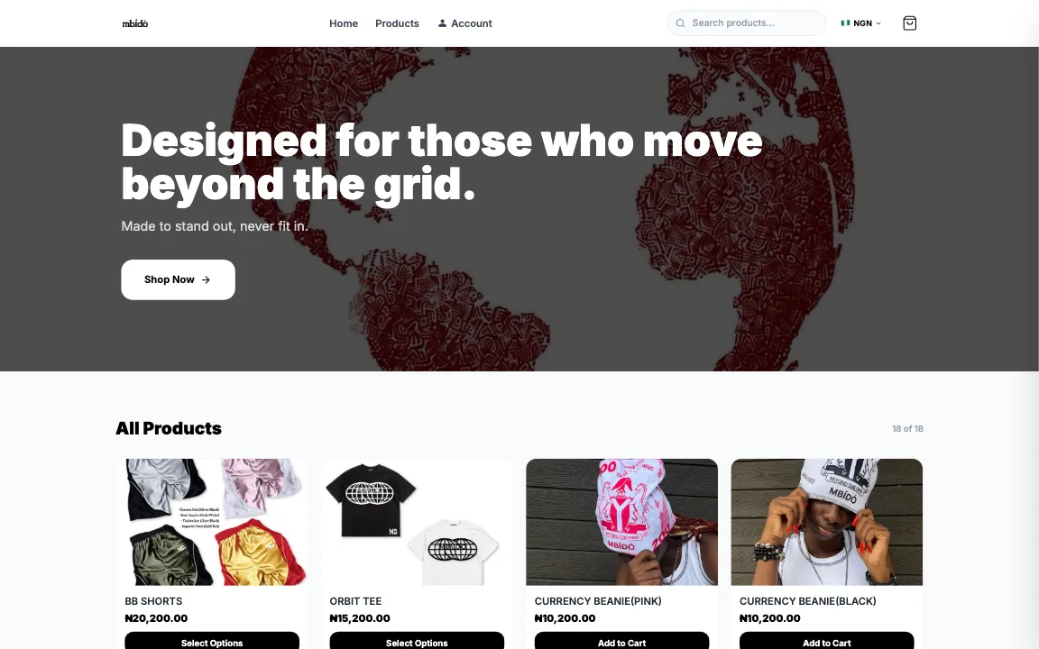 Mbido, an online store built on GOB